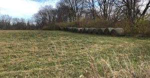 row of hay bales
