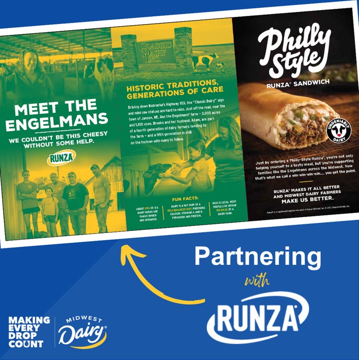 Courtesy of Midwest Dairy - sample promotion through Runza restaurants and Midwest Dairy 