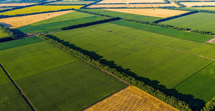 Aerial view of farm fields