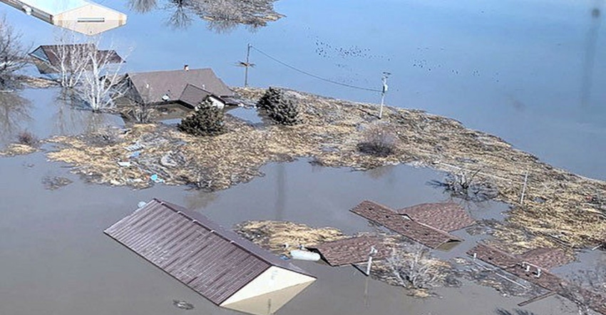 9 buildings under water near Percival Iowa