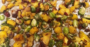 Roasted Brussels Sprouts, Butternut Squash and Dried Cranberries
