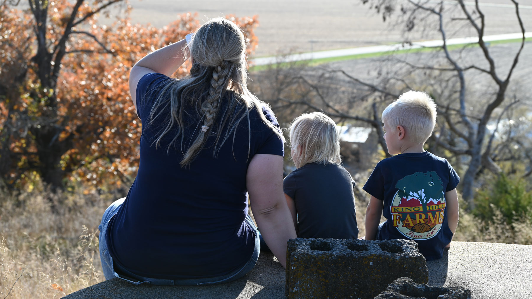 Photos by Pam Caraway - Lydia Wagy overlooks King Hill Farms with her young children Elsa and Lucas