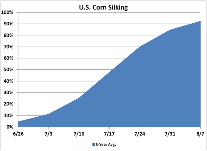 U.S. corn silking progress