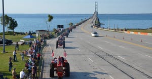 antique tractors crossed the straights of Mackinac, Sept. 10, as part of the 15th Annual Mackinac Bridge Antique Tractor Cros