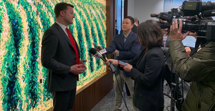 Members of the Vietnamese press interview U.S. Grains Council President and CEO Ryan LeGrand about trade opportunities betwee