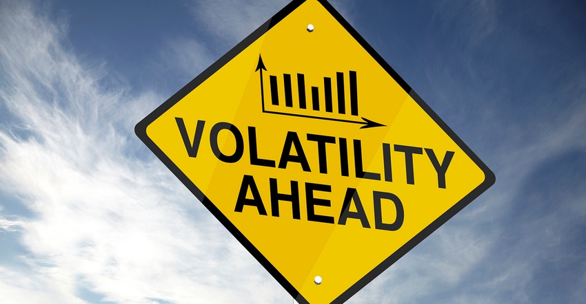 Volatility ahead road sign