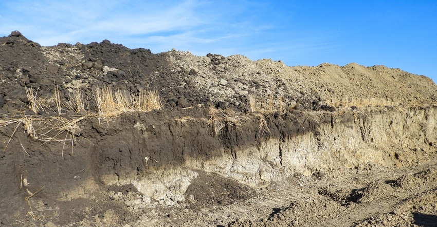 Eroded soil falling down a hill