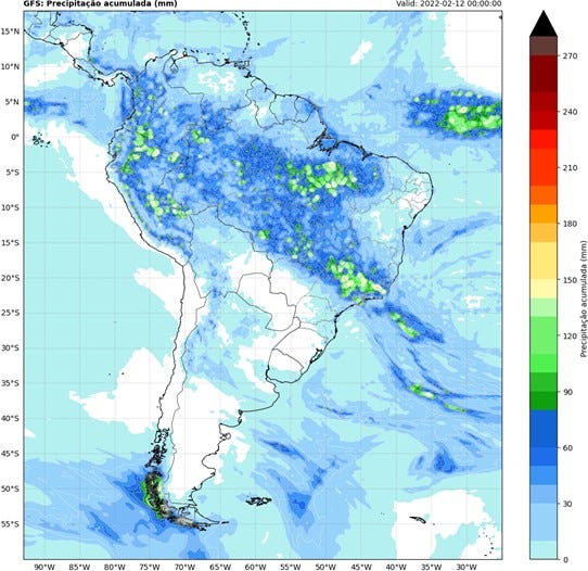 South America precipitation map