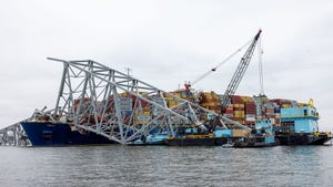 A cargo ship crashes into the Francis Scott Key Bridge in Baltimore, Maryland