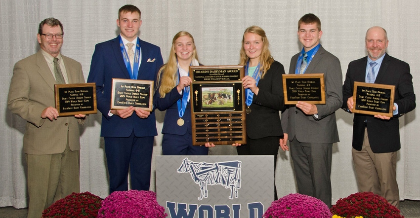Members of the winning 4-H dairy judging team from Wisconsin