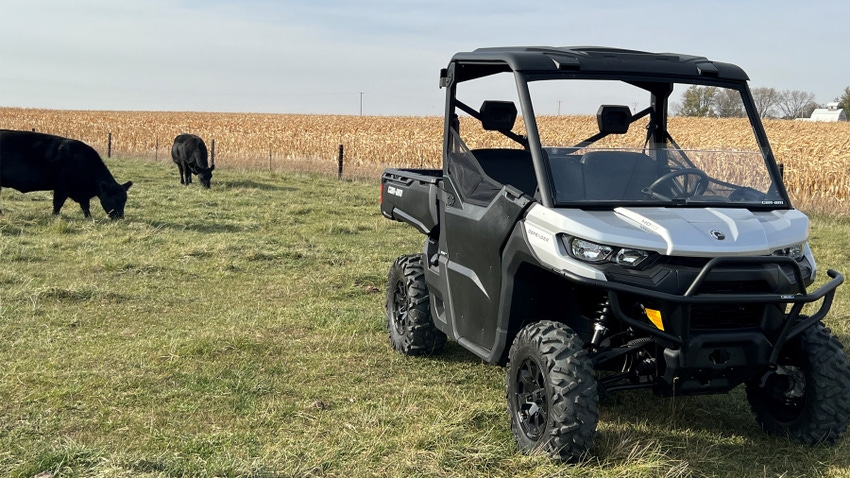 Can-Am Defender UTV in field Can-Am Defender UTV in field
