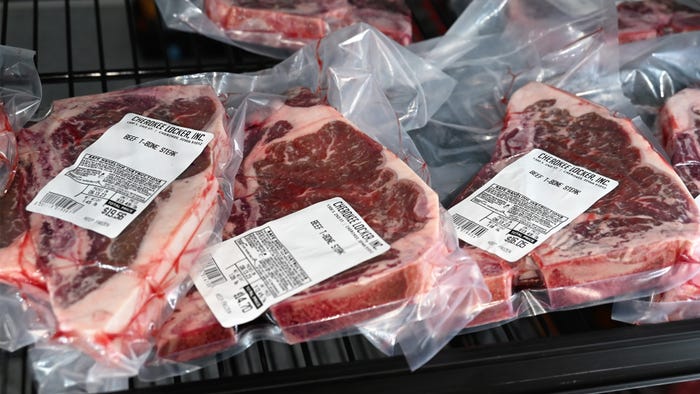 frozen steaks packaged in plastic