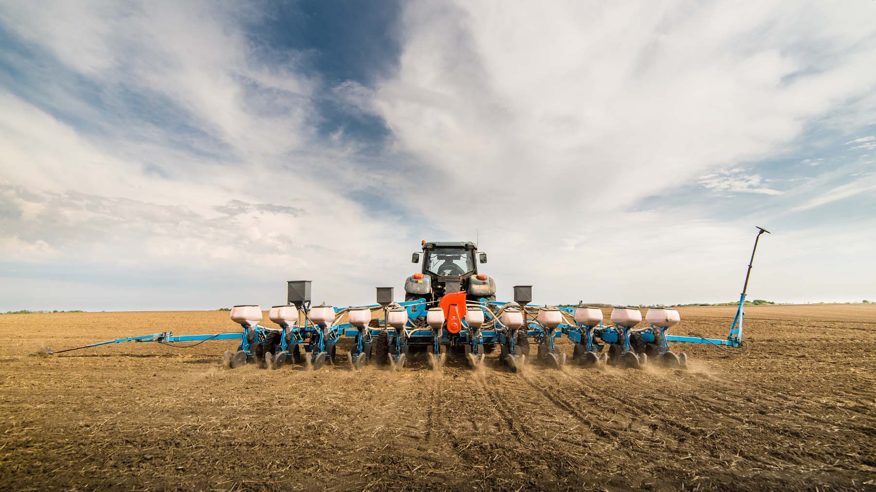 Planter in farm field
