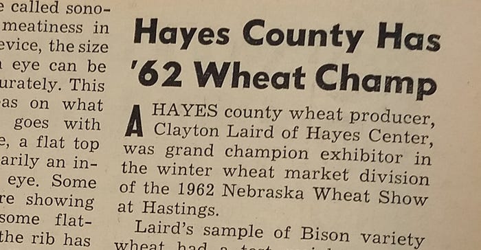 article from the Dec. 15, 1962 issue of Nebraska Farmer lists Nebraska Wheat Show winners. 