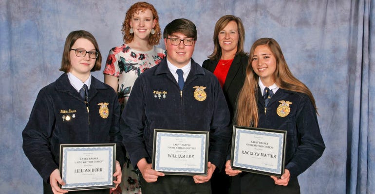 winners of the Missouri Ruralist Larry Harper Young Writers Contest Awards at the 91st Missouri FFA Convention. 