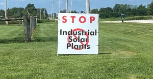 Stop Industrial Solar Panel Plants sign