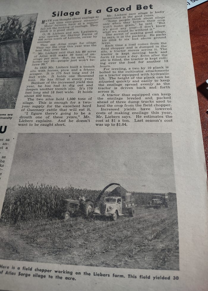 Farm Progress - “Silage is a good bet,” on page 9 in the Oct. 7, 1950 Nebraska Farmer magazine