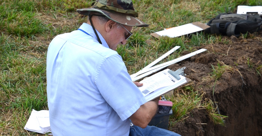 Gary Steinhardt evaluates a dirt pit