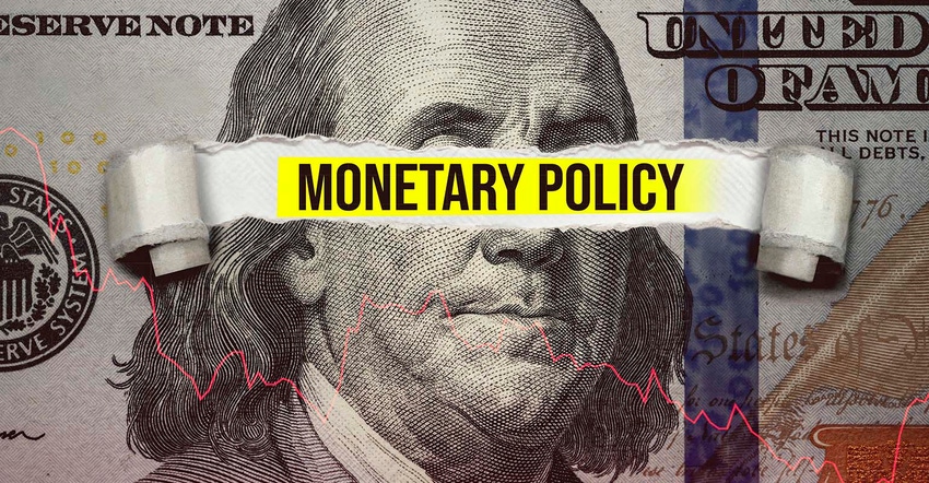 Monetary policy paper bill with graph line