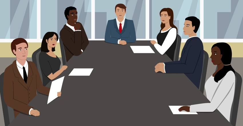 illustration of business people seated at table