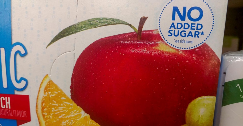 A label that reads no sugar added on food packaging A label that reads no sugar added on food packaging