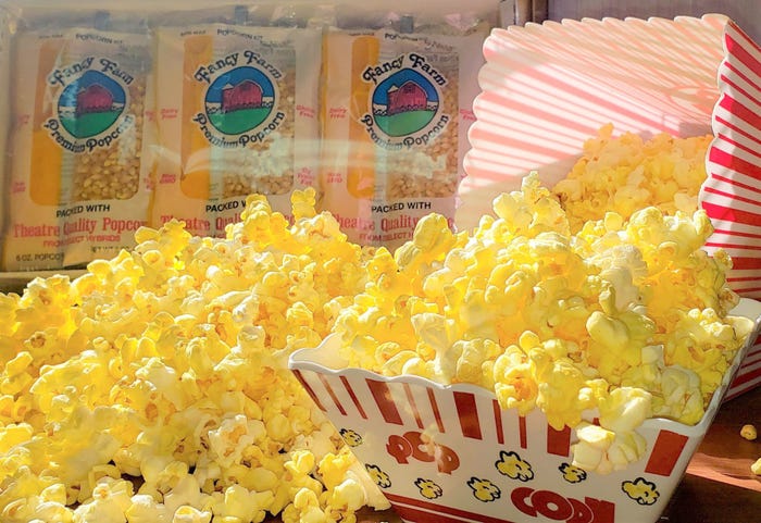 Fresh popcorn and packaged goods from Fancy Farm Popcorn