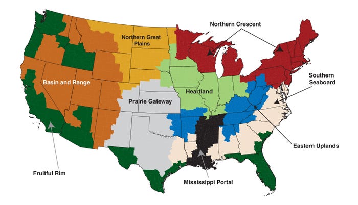 U.S. map shows farm resource regions 