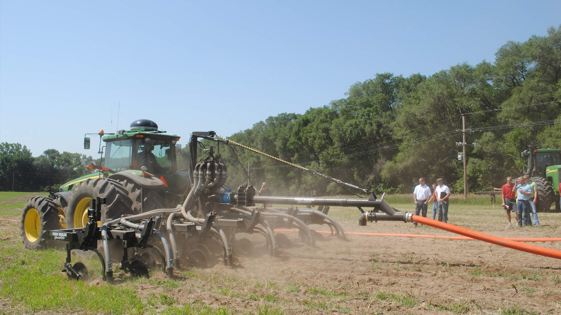 Manure being applied to field
