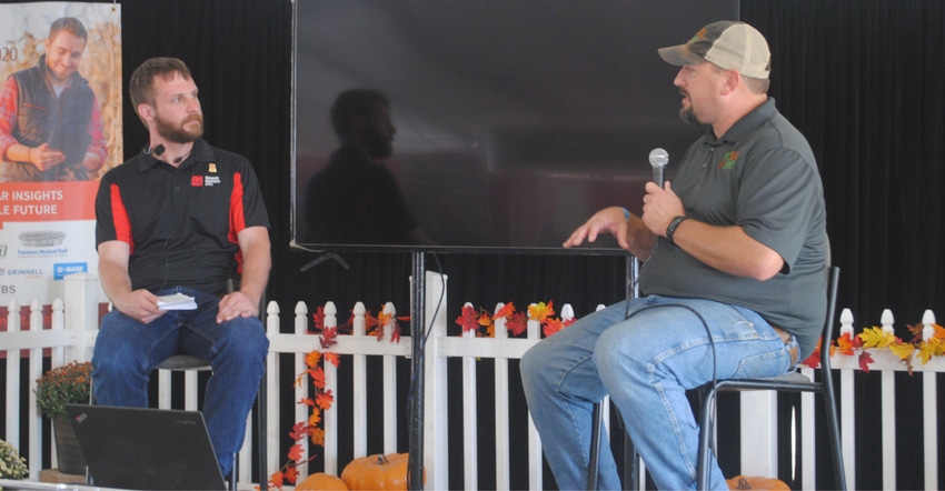 Nebraska Farmer editor Tyler Harris (left) talks with Keith Byerly, during podcast