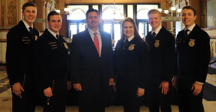 Jerry Costello II with Illinois FFA state officers