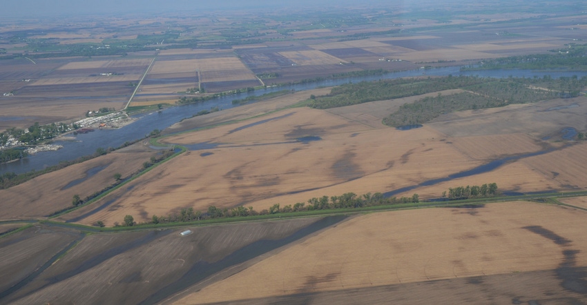 aerial shot of farmland from plane