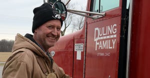 Jeff Duling of Ottawa, Ohio, standing next to Duling Farms truck