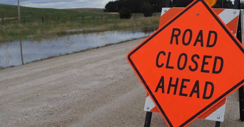 road closed ahead sign