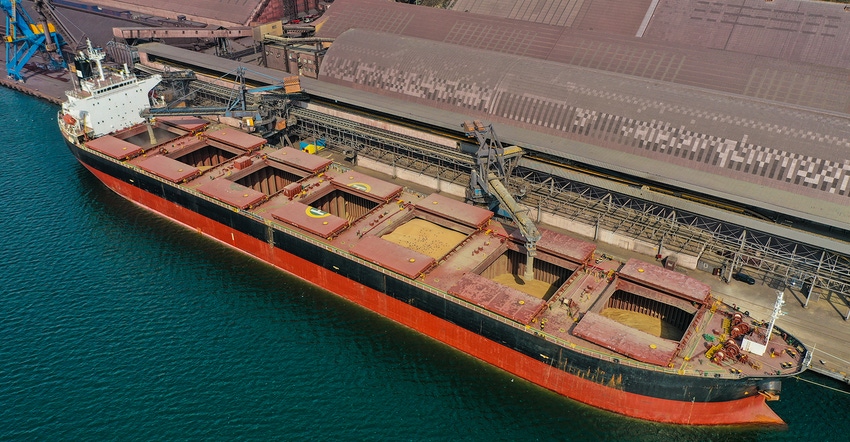 ship loaded with corn