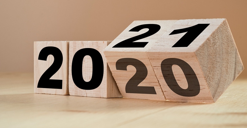 2020 wooden blocks turning to 2021