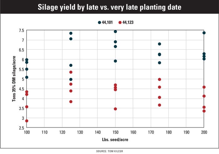Silage yield by late vs. very late planting date