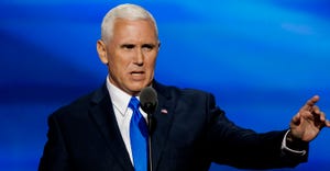 Mike Pence speaks at podium