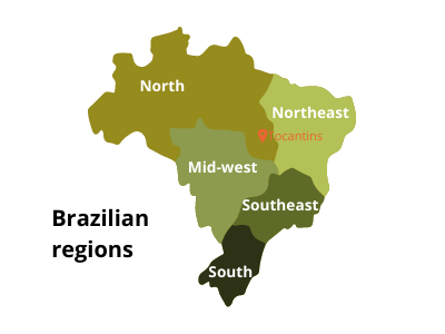 Tocantins map of Brazil regions