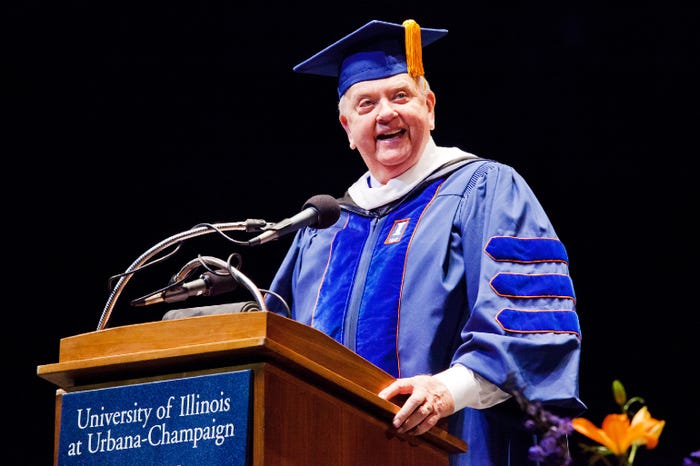 Orion Samuelson delivers the University of Illinois commencement address in 2012