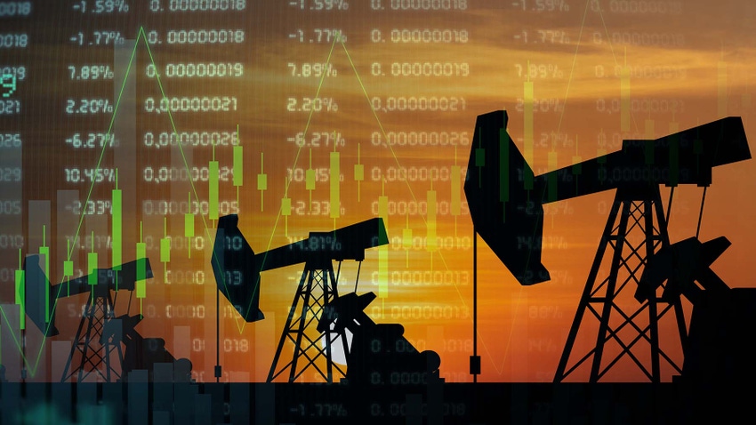 Oil field with market charts