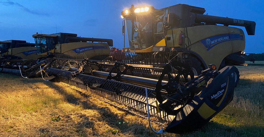 Combines outfitted with a vision-based guidance system
