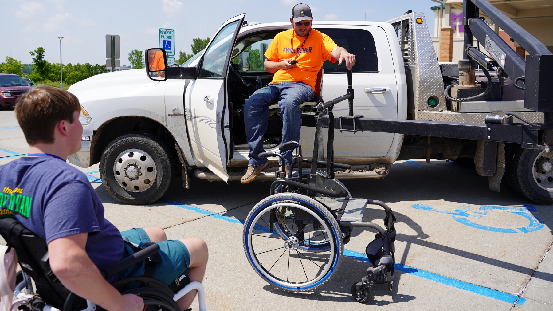 a Palmer, Neb., farmer, visited Justin at Madonna to demonstrate a LifeLyfts by Life Essential