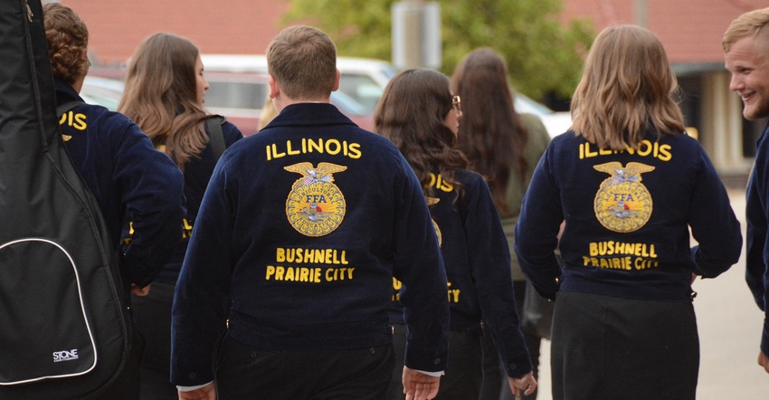 FFA members walking in a group with their backs to the camera