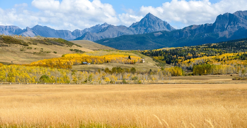 Panorama of Autumn Mountain Valley