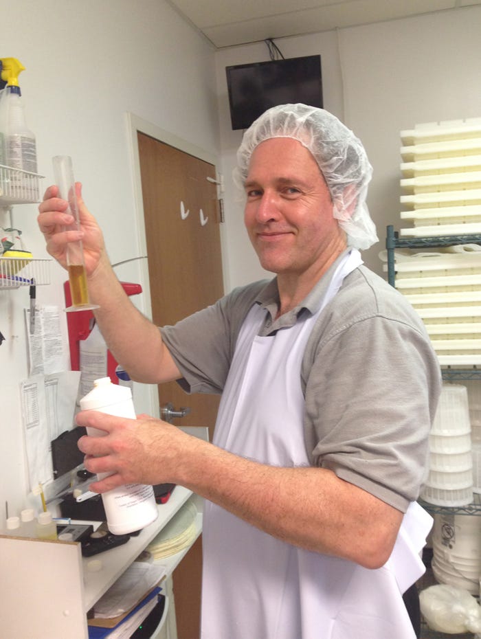 Fons Smits in apron and hair net