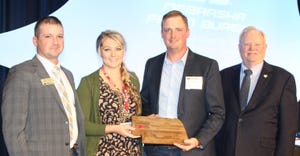 Jason Perdue,; Alysha and Tyler Ramsey of Adams County Farm Bureau, recipients of the 2019 Young Farmers and Ranchers Achieve