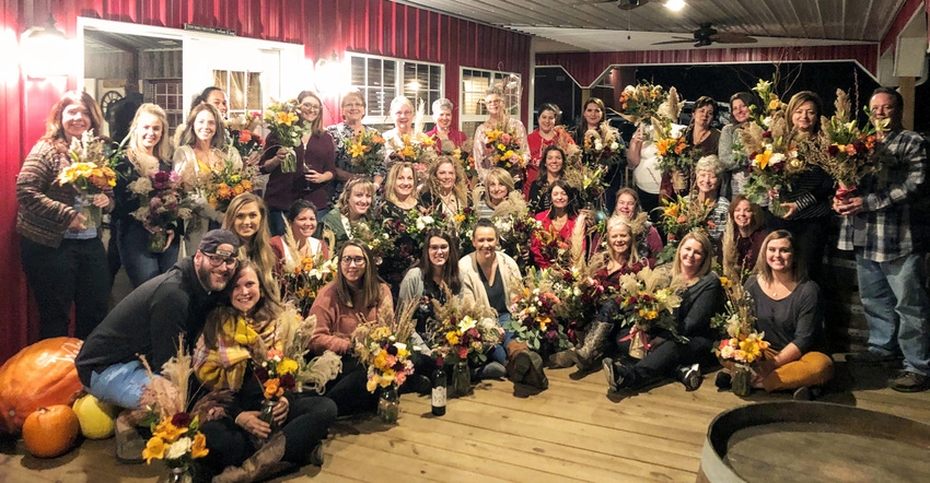 attendees of a cut flower workshop