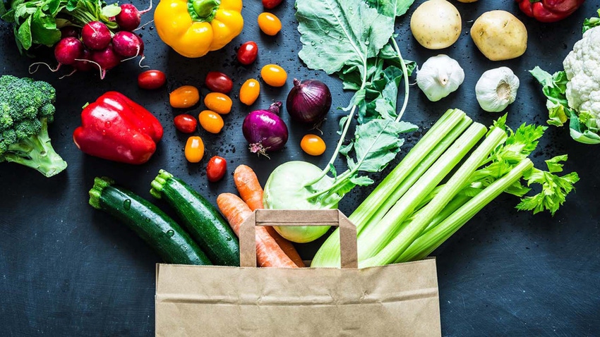 grocery bag with produce