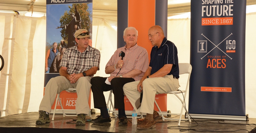 Orion Samuelson onstage at Farm Progress Show