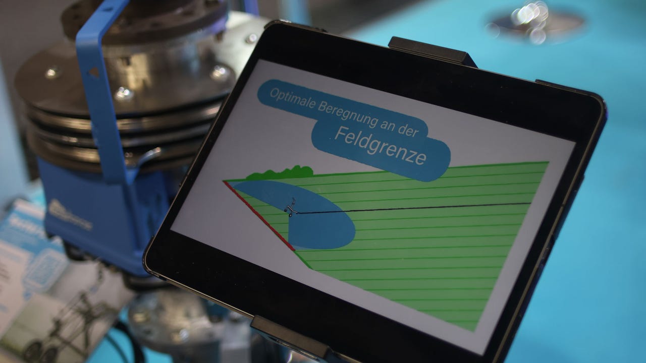 Raindancer’s farm management platform showcasing software that limits water waste from irrigation guns